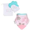 becalm baby teething mitten and teething bib combo