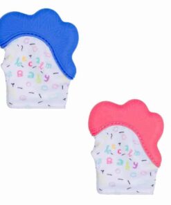 Becalm Baby Teething Mitten Blue Pink