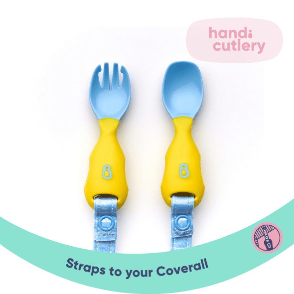 Bibado Attachable Weaning Spoon & Fork Set Ducklings Pool Party