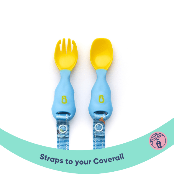 Bibado Attachable Weaning Spoon & Fork Set Speedy Dinos