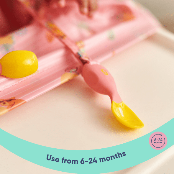 Bibado Attachable Weaning Spoon & Fork Set Teddy Bears Bike Ride