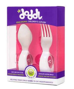 DODDL pink spoon and fork 2 piece cutlery set