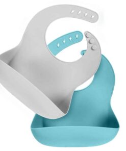 Becalm Baby Teal Grey Silicone Bib