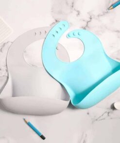 becalm baby teal and grey bibs