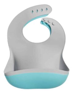 Becalm Baby Teal Grey Silicone Bib