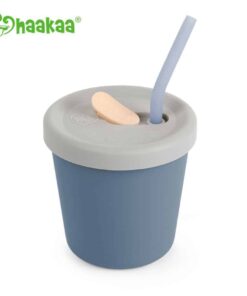Haakaa Silicone Sippy Straw Cup Bluestone