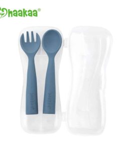 Haakaa Bendy Silicone Cutlery Set Bluestone