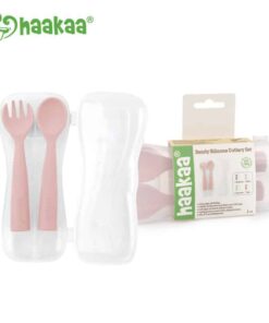 Haakaa Bendy Silicone Cutlery Set Blush