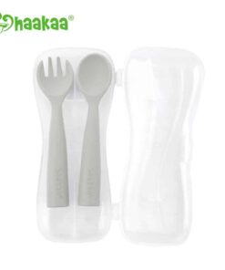 Haakaa Bendy Silicone Cutlery Set Suva Grey